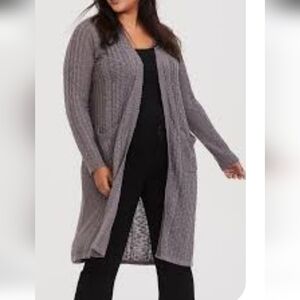Torrid Women's Heather Gray Open-Front Cardigan Size 0 Pre-owned